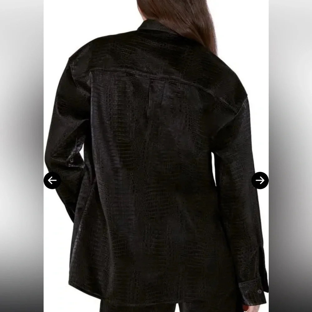 Black Faux Croc Button-Up Jacket | Favorite Daughter - Picture 2 of 3